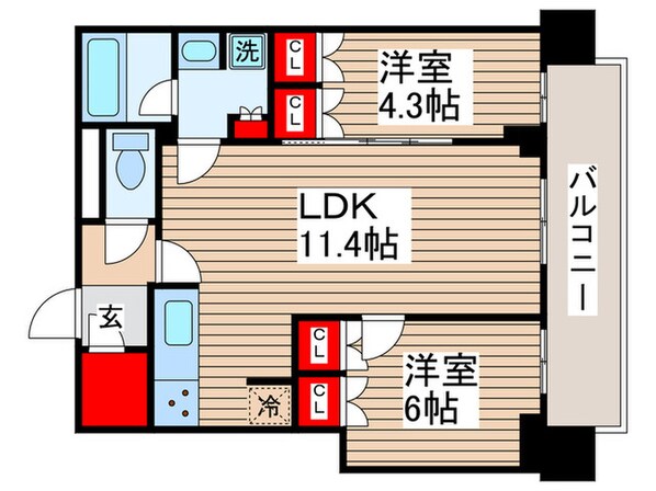 ﾊﾟｰｸｼﾃｨ柏の葉ｷｬﾝﾊﾟｽ ｻﾞ･ｹﾞｰﾄﾀﾜｰの物件間取画像